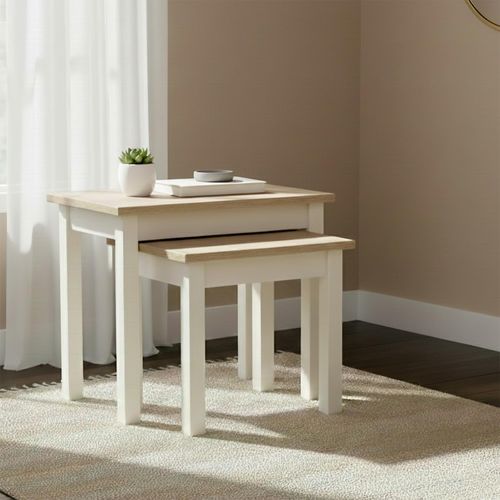 Modern Nest of Tables - Set of 2 - White Painted