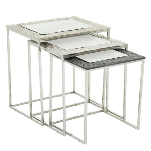 Akola Nest of 3 Tables - Square - Silver