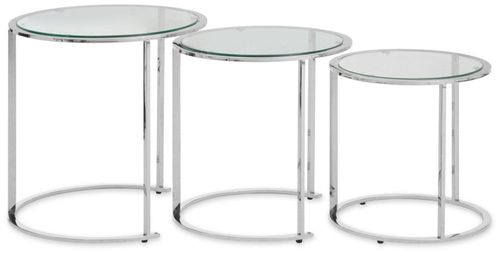 Allure Nest of 3 Tables - Round - Glass - Silver Base
