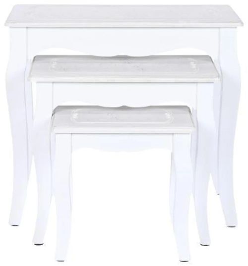 Clearance - Romantic White Wood Nest of 3 Table - FSS15986