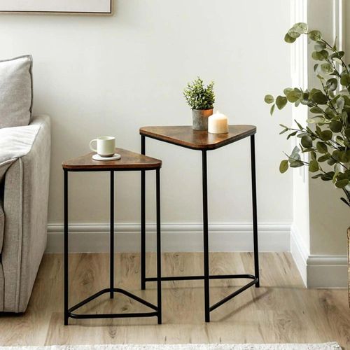 Nest of Tables - Dark Wood - Triangular - Set of 2