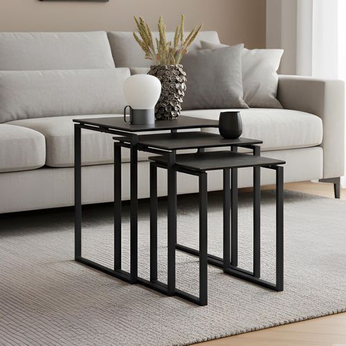 Katrine Nest of Tables - Black Ceramic - Set of 3
