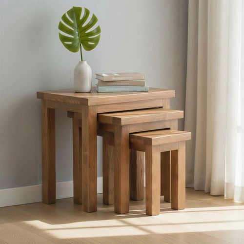 Original Nest of Tables - Set of 3 - Rustic Oak
