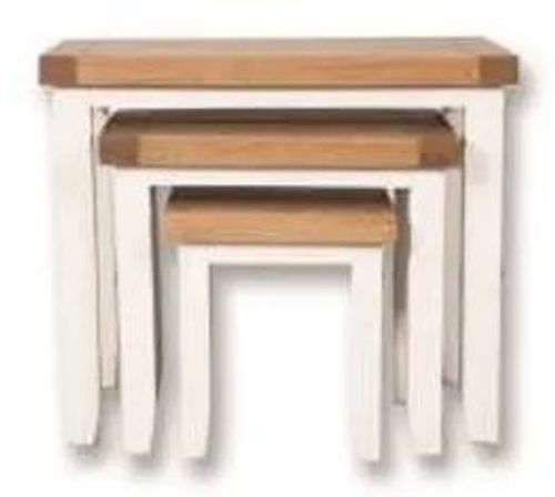 Perth White and Wood Nest of 3 Tables