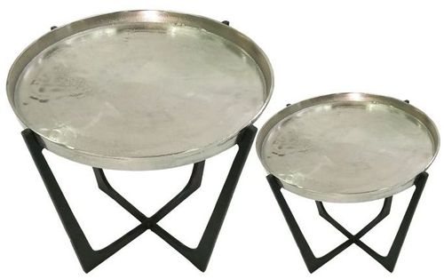 Rohan Nest of Tables - Round - Nickel and Black - Set of 2