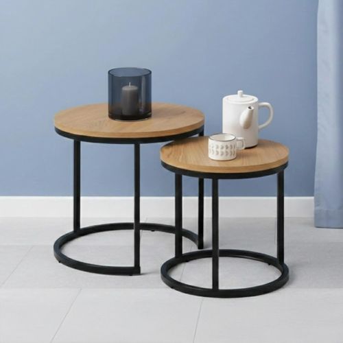 Spiro Nest of Tables - Round - Oak - Set of 2