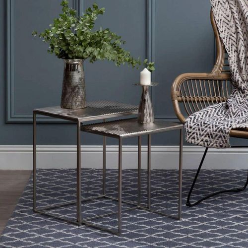 Templar Nest of Tables - Set of 2 - Silver Metal