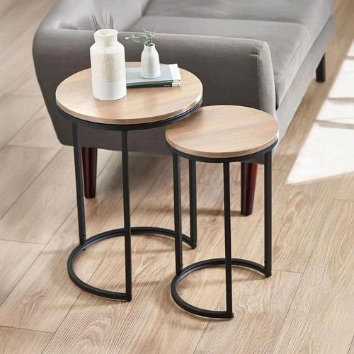Tribeca Round Nest of Tables - Set of 2 - Oak