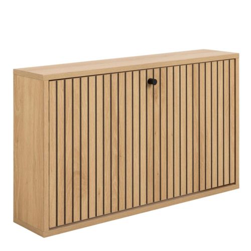 Albany Oak Ribbed Flip Down Door Shoe Cabinet