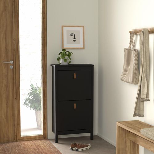 Barcelona Matt Black 2 Door Shoe Cabinet
