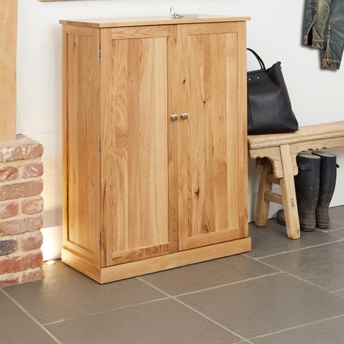 Mobel Oak Shoe Cupboard - 2 Door