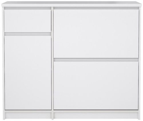 Naia White Gloss 2 Door 2 Drawer Shoe Cabinet