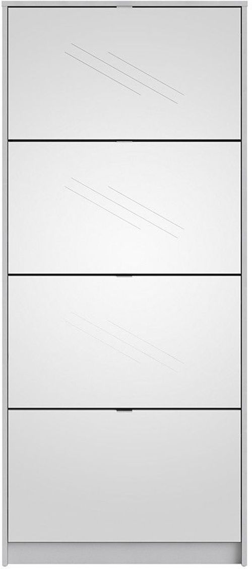 White 4 Mirror Drawer Shoe Cabinet