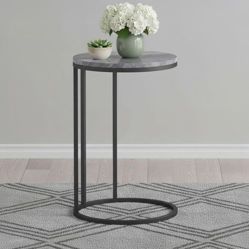 Marmora C Side Table - Round - Grey Marble