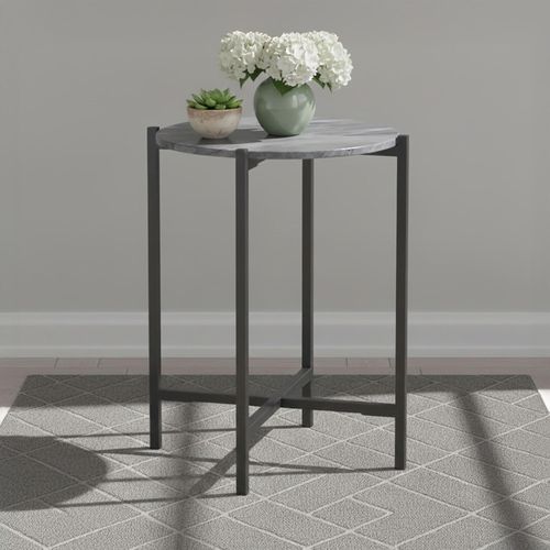 Marmora Side Table - Round - Grey Marble