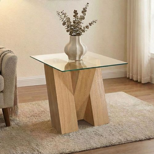 Newton Lamp Table - Glass and Oak