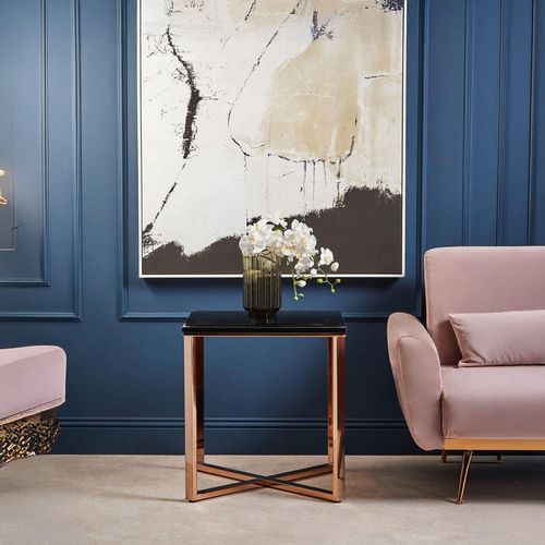 Allure End Table - Square - Black Marble Effect - Gold Base