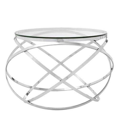 Allure End Table - Round - Clear Glass - Chrome Circular Base
