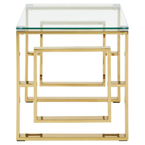 Allure End Table - Square - Clear Glass - Gold Base