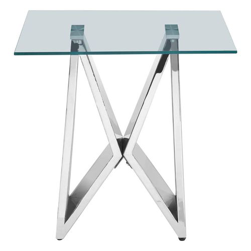 Allure End Table - Square - Clear Glass - Chrome Wing Base