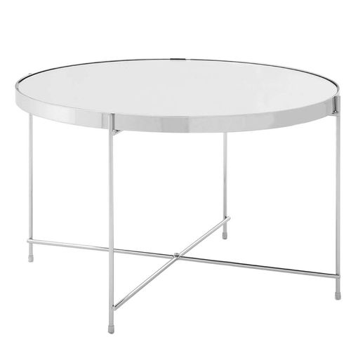 Allure Large Side Table - Round - Clear Mirrored - Chrome Legs