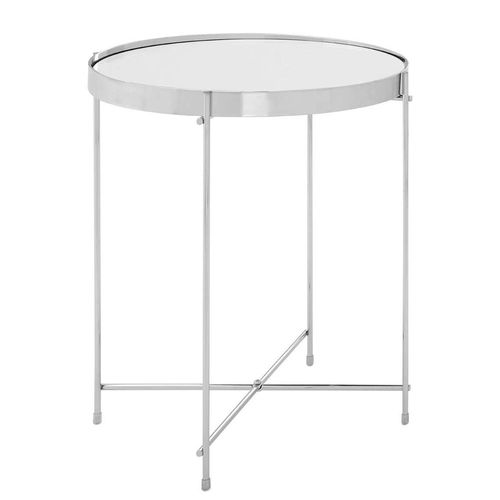 Allure Side Table - Round - Clear Mirrored - Chrome Legs