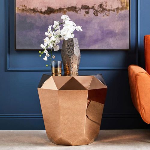 Allure Diamond Cut End Table - Rose Gold -