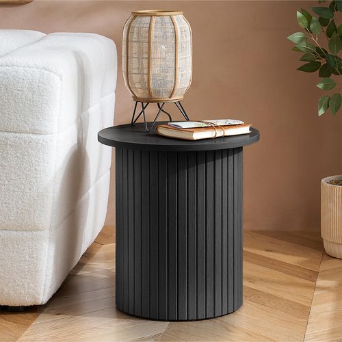 Axel Round Side Table - Black Fluted