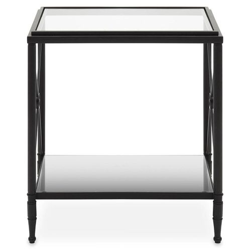 Axis Side Table - Clear Glass with Black Metal