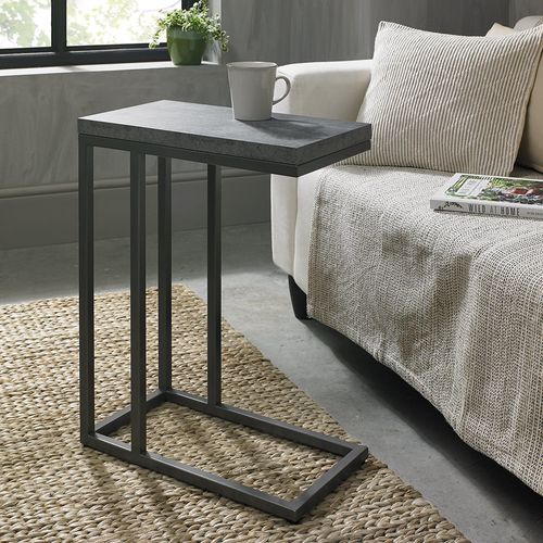 Renzo Zinc & Dark Grey Narrow Side Table