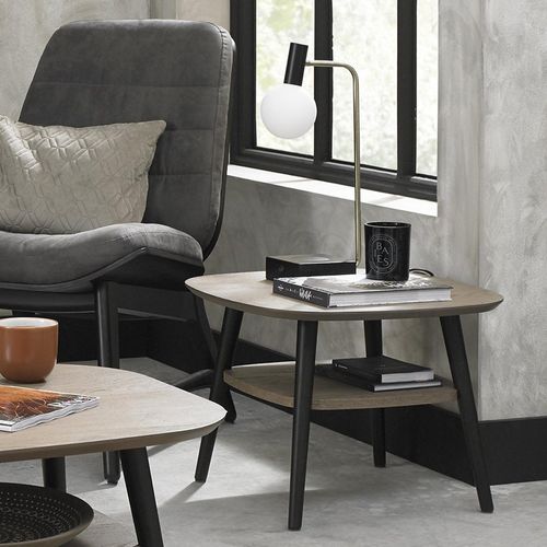 Vintage Weathered Oak & Peppercorn Lamp Table - 1 Shelf