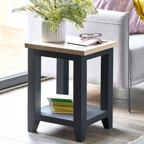 Bordeaux Lamp Table with Shelf - Grey