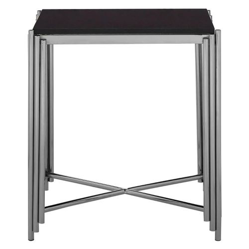 Clarice Side Table - Black Granite with Chrome