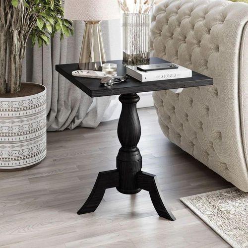 Clearance - Pimlico Mango Wood Black Pedestal Side Table - Brand New Item