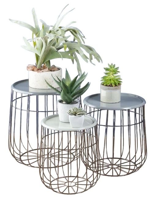 Clearance - Quinn Grey Metal Round Tables - Set of 3 - Brand New Item
