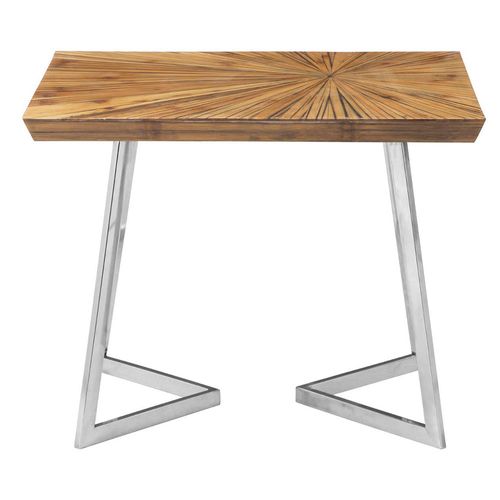 Gabar Side Table - Natural Bamboo Wood with Silver Metal