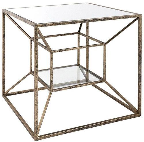 End Table - Gold Metal with Smoke Glass
