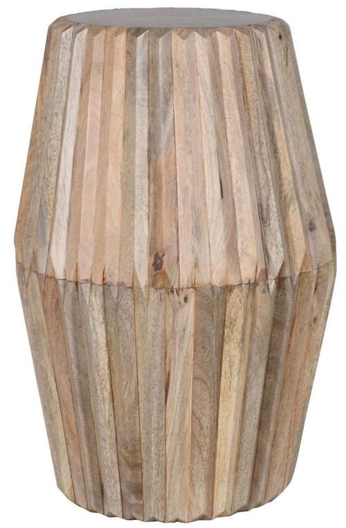Hanover Ribbed Carved Mango Wood Round Side Table