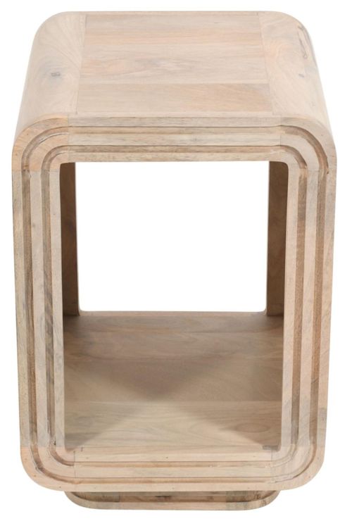 Hanover Ribbed Carved Mango Wood Side Table