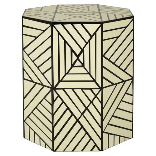 Hassa Side Table - Octagonal - Ivory and Black