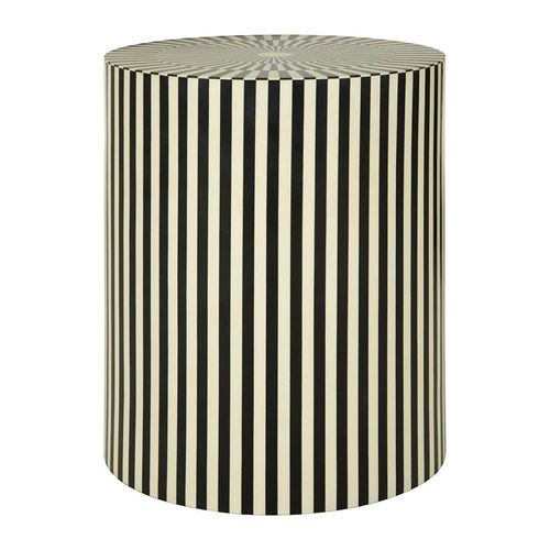 Hassa Side Table - Round - Ivory and Black