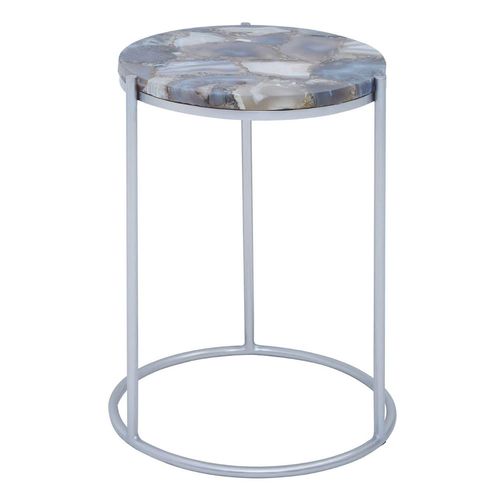 Inventivo Side Table - Ivory Marble with Round Agate