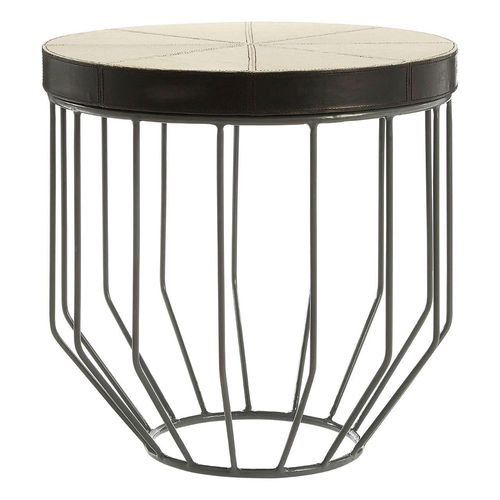 Kensington Townhouse Side Table - Round - Faux Fur and Iron