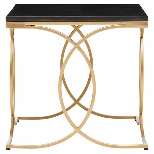 Kia Side Table - Square - Black Marble with Gold Metal