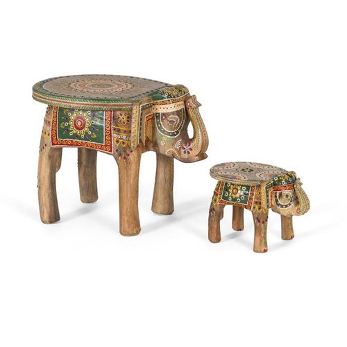 Kilomeni Coffee Table - Mango Wood - Painted - Elephant Style - Set of 2