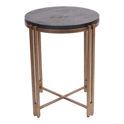 Dalston Side Table - Black Sandblasted Wood - Round