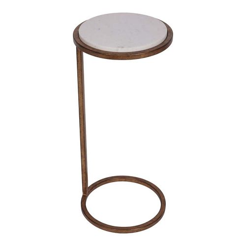 Iota Accent Table - White Banswara Marble - Round