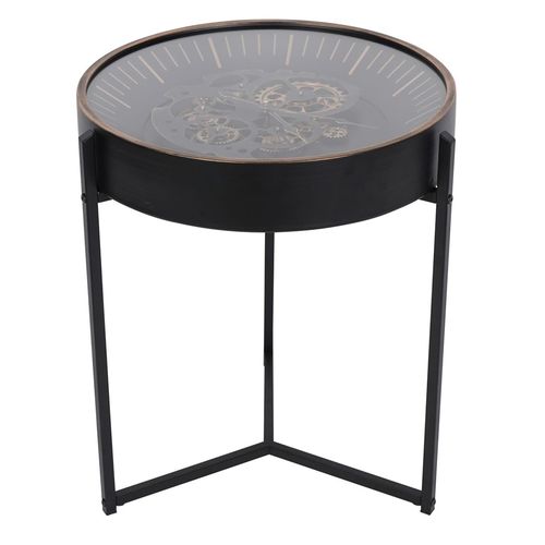 Palladium Side Table - Black and Gold Cogs - Round