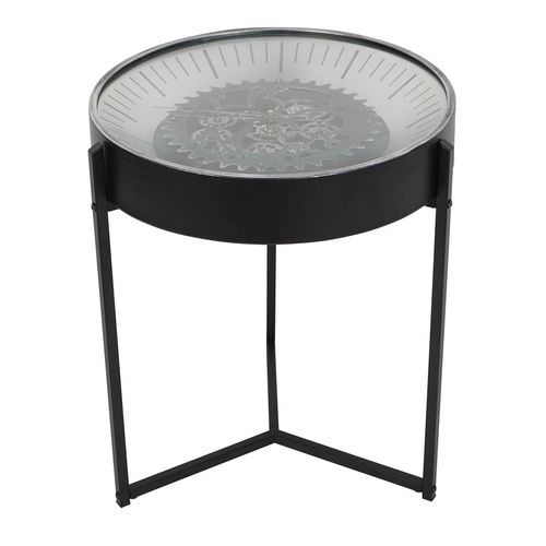 Palladium Side Table - Black and Nickel Cogs - Round