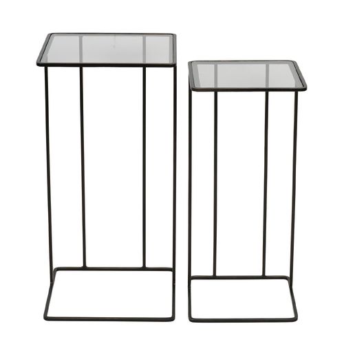 Salzburg Side Table - Glass and Bronze Metal - Square - Set of 2